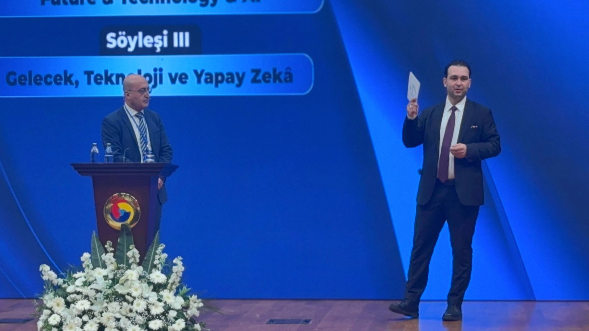 Emre Yücel speaking at the Future, Technology & AI fireside chat at TOBB, Ankara